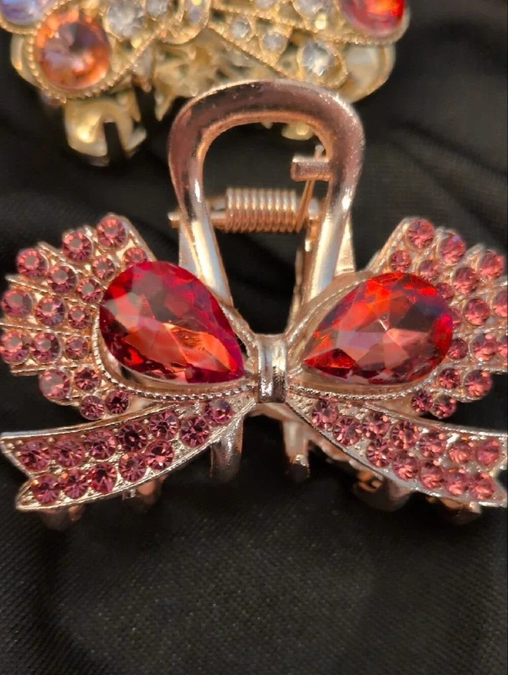 Crystal Butterfly Hair Claw Clip - Pink and Multicolor